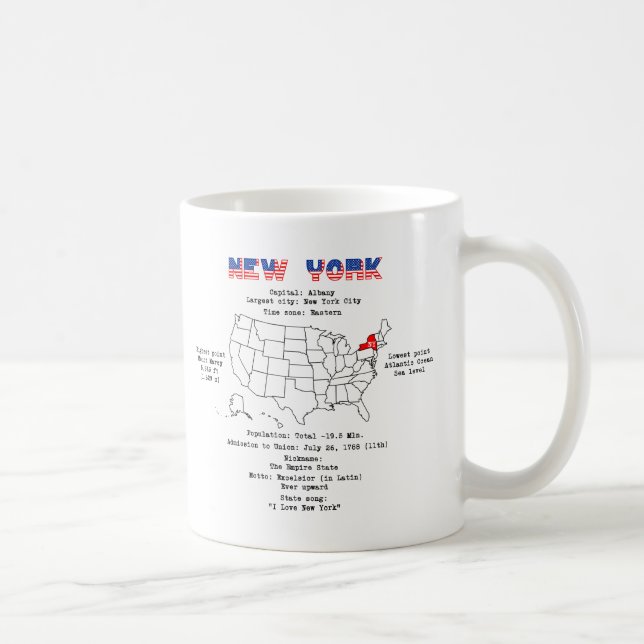 Mug Etat américain de New York sur une carte et des in (Droite)