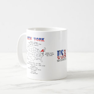 Mug Etat américain de New York sur une carte et des in