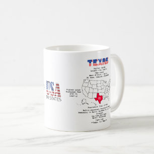 Mug État américain du Texas sur une carte et des infor