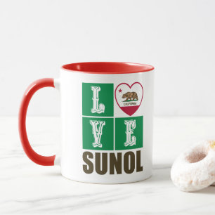 Mug État de Californie Drapeau Coeur Amour Sunol