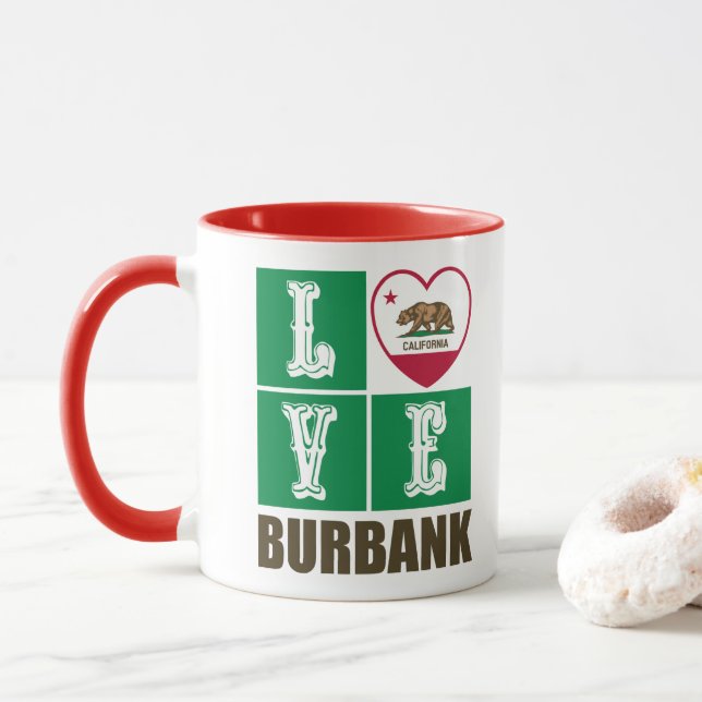 Mug État de Californie Drapeau Heart Burbank (Avec donut)