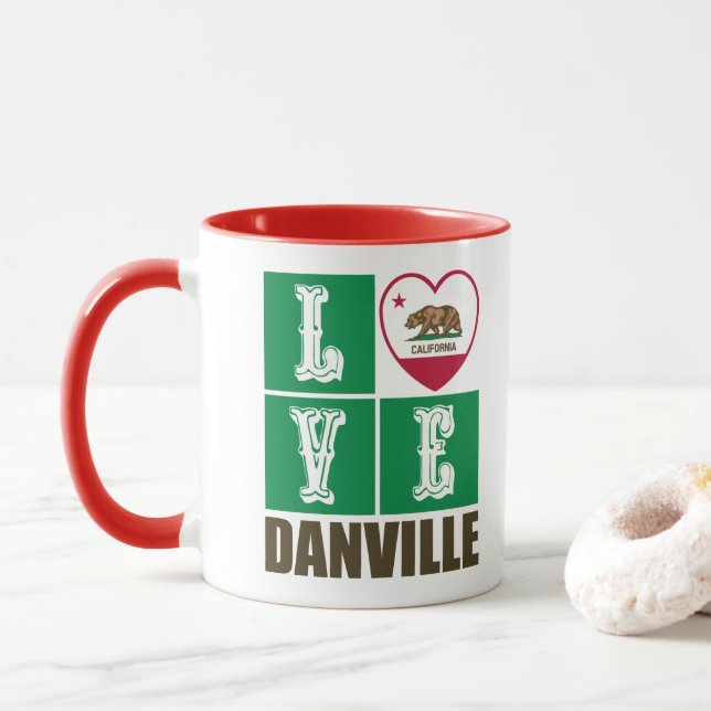 Mug Etat de la Californie Drapeau Heart Danville (Avec donut)