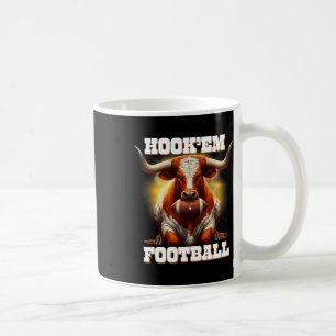 Mug État de Texas Hook'em Football avec cheveux et cor