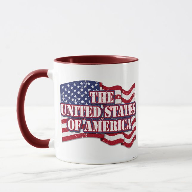 Mug États-Unis d'Amérique avec drapeau en détresse (Gauche)