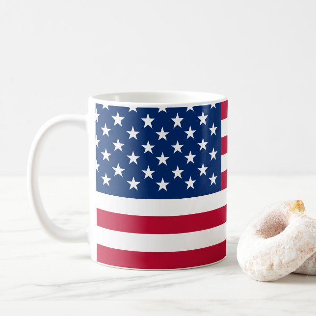Mug États-Unis Drapeau américain étoiles et rayures (Avec donut)