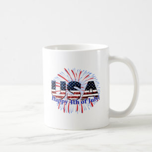 Mug Etats-Unis drapeau texte parties scintillant feux