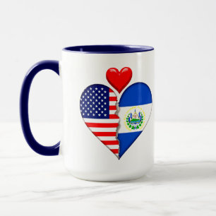 Mug États-Unis El Salvador Cœurs drapeaux Patrimoine h