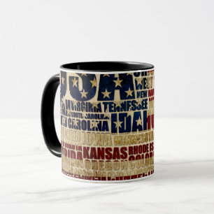 Mug États-Unis et leurs États fédéraux en étoiles et b