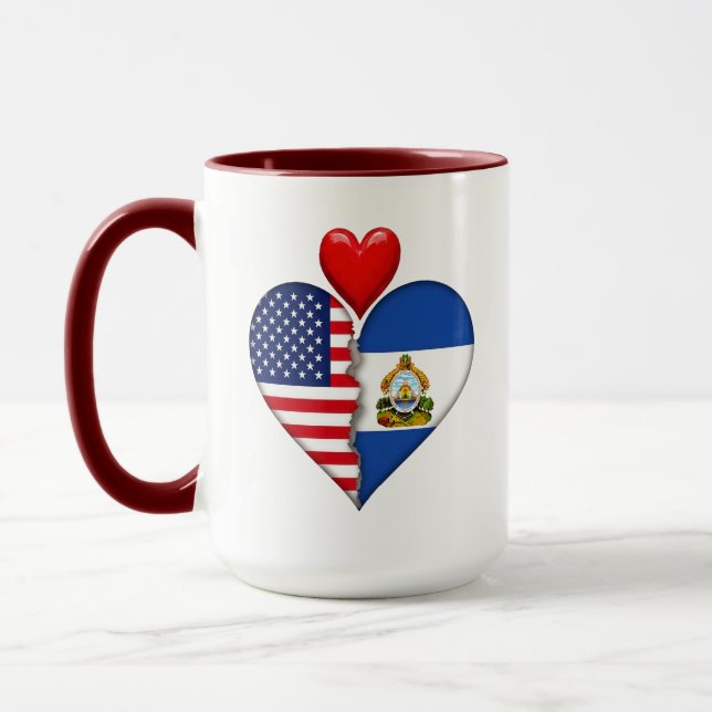 Mug États-Unis Honduras Cœur drapeaux Patrimoine hispa (Gauche)
