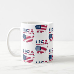 Mug États-Unis Letters et carte sur drapeau Patriotiqu
