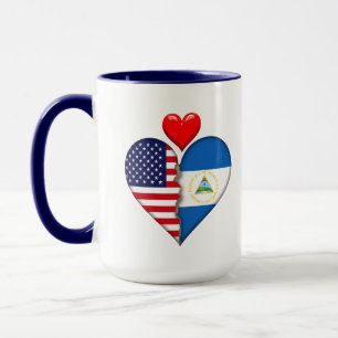 Mug États-Unis Nicaragua Cœur drapeaux Patrimoine hisp