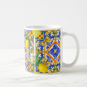 Mug Été, Carreaux siciliens, agrumes, oranges, majol