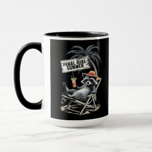 Mug Été de fille sauvage plage drôle raton laveur