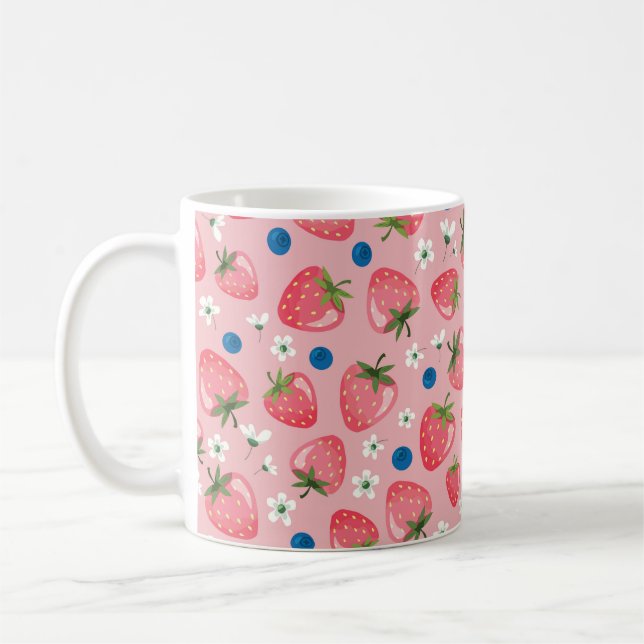 Mug Eté fraise, arrière - plan caricaturale. (Gauche)