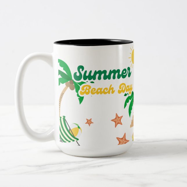 Mug Été Jour de Plage | Café Palmier Tropical (Gauche)