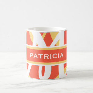 Mug Été Orange blanc Monogramme personnalisé