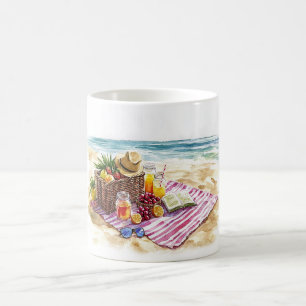 Mug Eté Plage Pique-nique Aquarelle Illustration - Vib