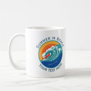 Mug Été sur la plage Rétro Coucher de soleil côtier Am