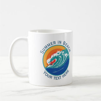 Mug Été sur la plage Rétro Coucher de soleil côtier Am