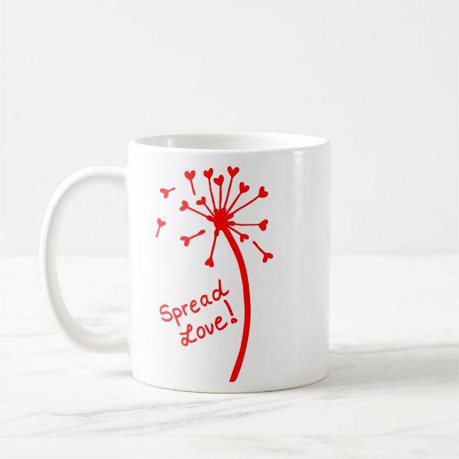Mug Étendre l'amour Dandelion avec les graines du coeu (Gauche)