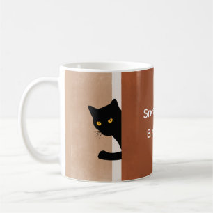 Mug Éternuement Brown blanc minimal Peek Chat noir per