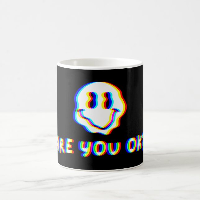 Mug Êtes-vous Ok? Aesthetic Vaporwave Glitch Face Sour (Centre)