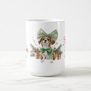 Mug Ethérée aquarelle corgi mignon avec arc de Noël