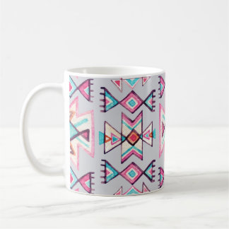 Mug Ethnique géométrique, aquarelle motif tribal.