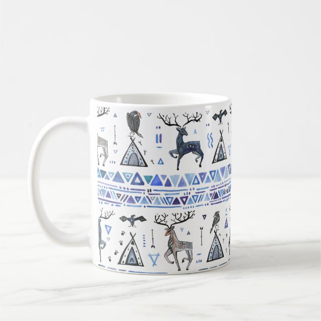 Mug Ethnique tribale, les animaux rêvent attraper, san (Gauche)