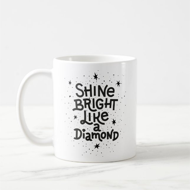 Mug Étincelle Classique Gras Étoile Jouée Monochrome (Gauche)