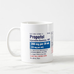 Mug Étiquette amusante de Propofol médical