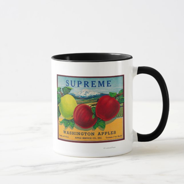 Mug Étiquette Apple suprême - État de Washington (Droite)