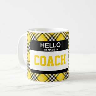 Mug Étiquette Black Gold Plaid COACH Nom