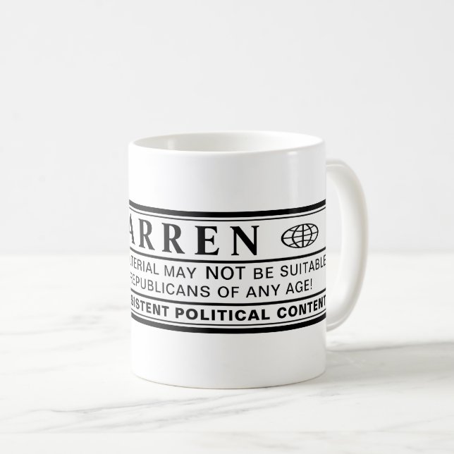 Mug Étiquette d'avertissement Warren (Devant droit)