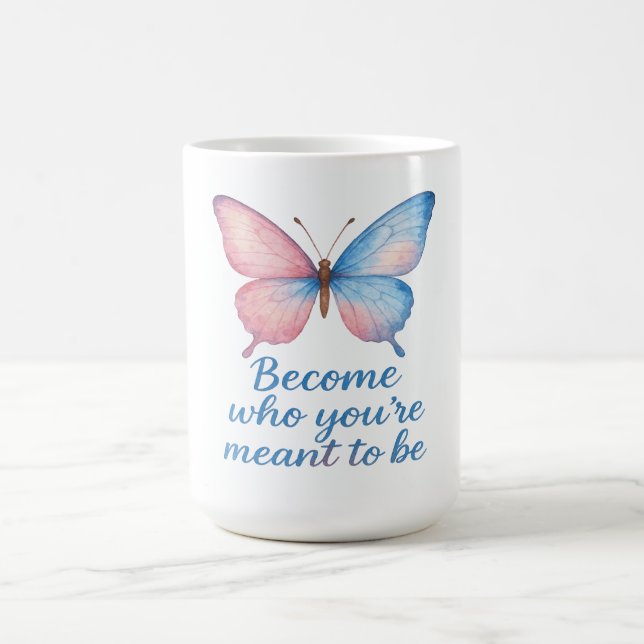 Mug Étiquette de bougie inspirante papillon  (Centre)