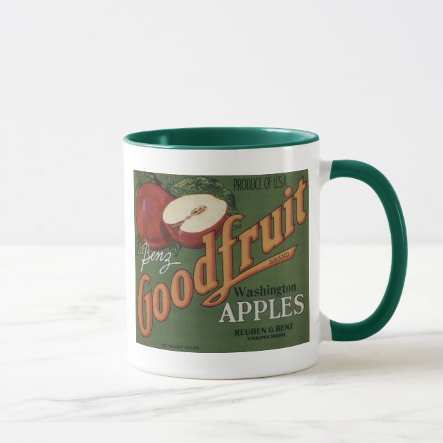 Mug Étiquette de caisse de fruit de pommes de (Droite)