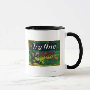 Mug Étiquette de caisse de poire de l'essai un