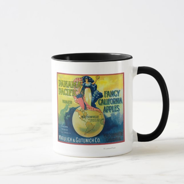 Mug Étiquette de caisse de pomme du Pacifique (Droite)