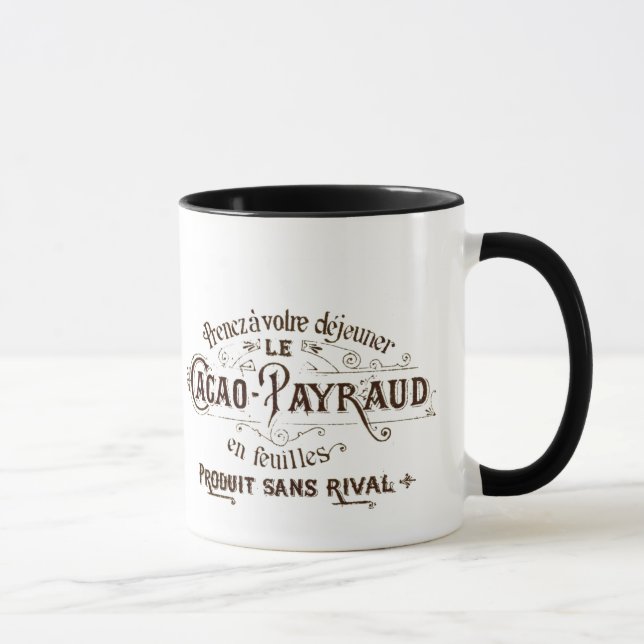 Mug Étiquette de chocolat typographique français vinta (Droite)