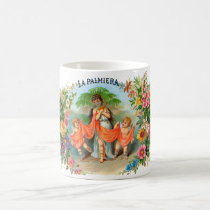 Mug Étiquette de cigare vintage La Palmiera, Femme ave