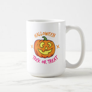 Mug Étiquette de citrouille Halloween Farce ou Friandi