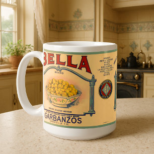 Mug Étiquette de haricots Garbanzo vintages en conserv