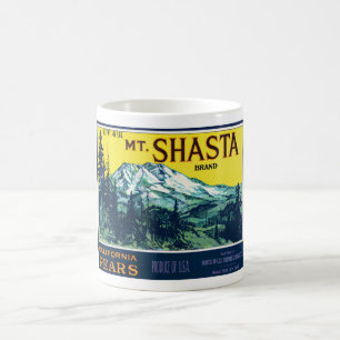 Mug Étiquette de poires de Mt Shasta la Californie de