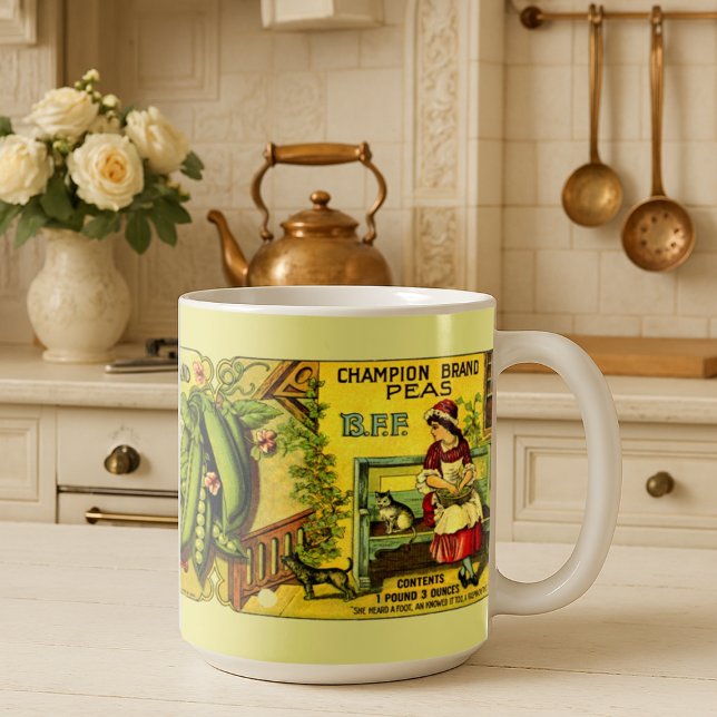 Mug Étiquette de pois en conserve de l'époque victorie (Créateur téléchargé)