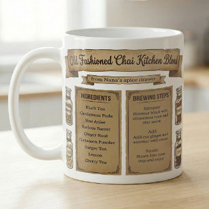 Mug Étiquette de recette de mélange d'épices Chai pour