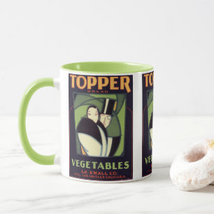 Mug Étiquette de topper végétal vintage, Art Déco Roma