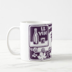 Mug Étiquette de vin français vintage   Vignoble rusti