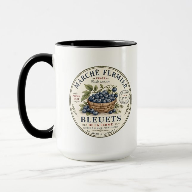 Mug Étiquette Myrtilles Vintage (Gauche)