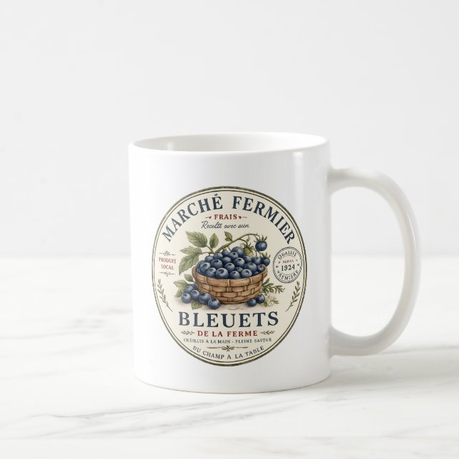 Mug Étiquette Myrtilles Vintage (Droite)