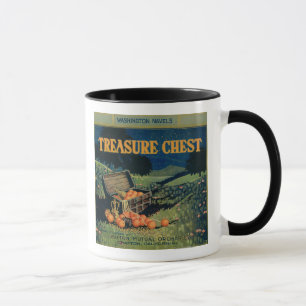 Mug Étiquette orange de coffre au trésor (version de